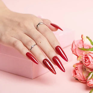 red manicured nails