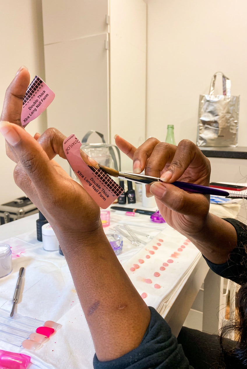 student applying builder gel at beauty by tabitha